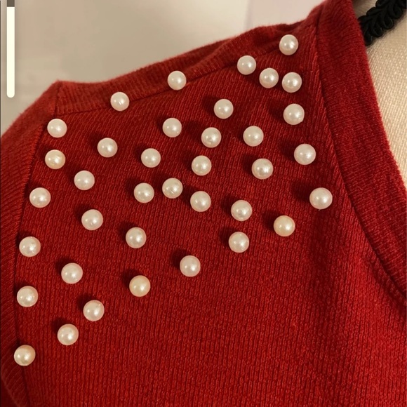 Zara red dress with faux pearl detailing - Picture 8 of 8